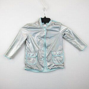 Cat & Jack Size 4t Toddler Girls Iridescent Rain Jacket Lightweight Snap Closure
